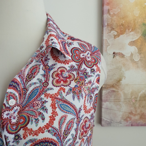 Sportscraft Liberty Fabric Paisley Floral Print Sleeveless Blouse Size 14 - Picture 7 of 12